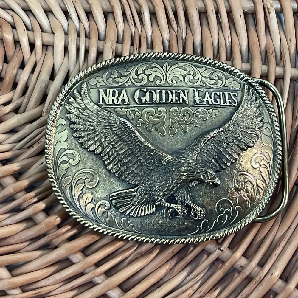 NRA Golden Eagles Belt Buckle Western Brass Limited Edition USA Natl Rifle Assn